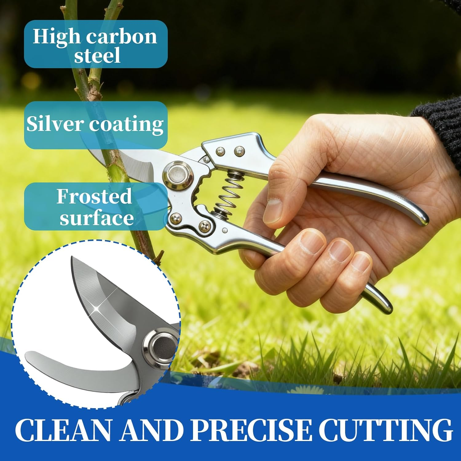 8" Bypass Pruning Shears - Stainless Steel Garden Shears, Professional Secateurs for Gardening, Versatile Garden Tools for Bonsai & Edging Border, Essential Gardening Supplies​ image number 6