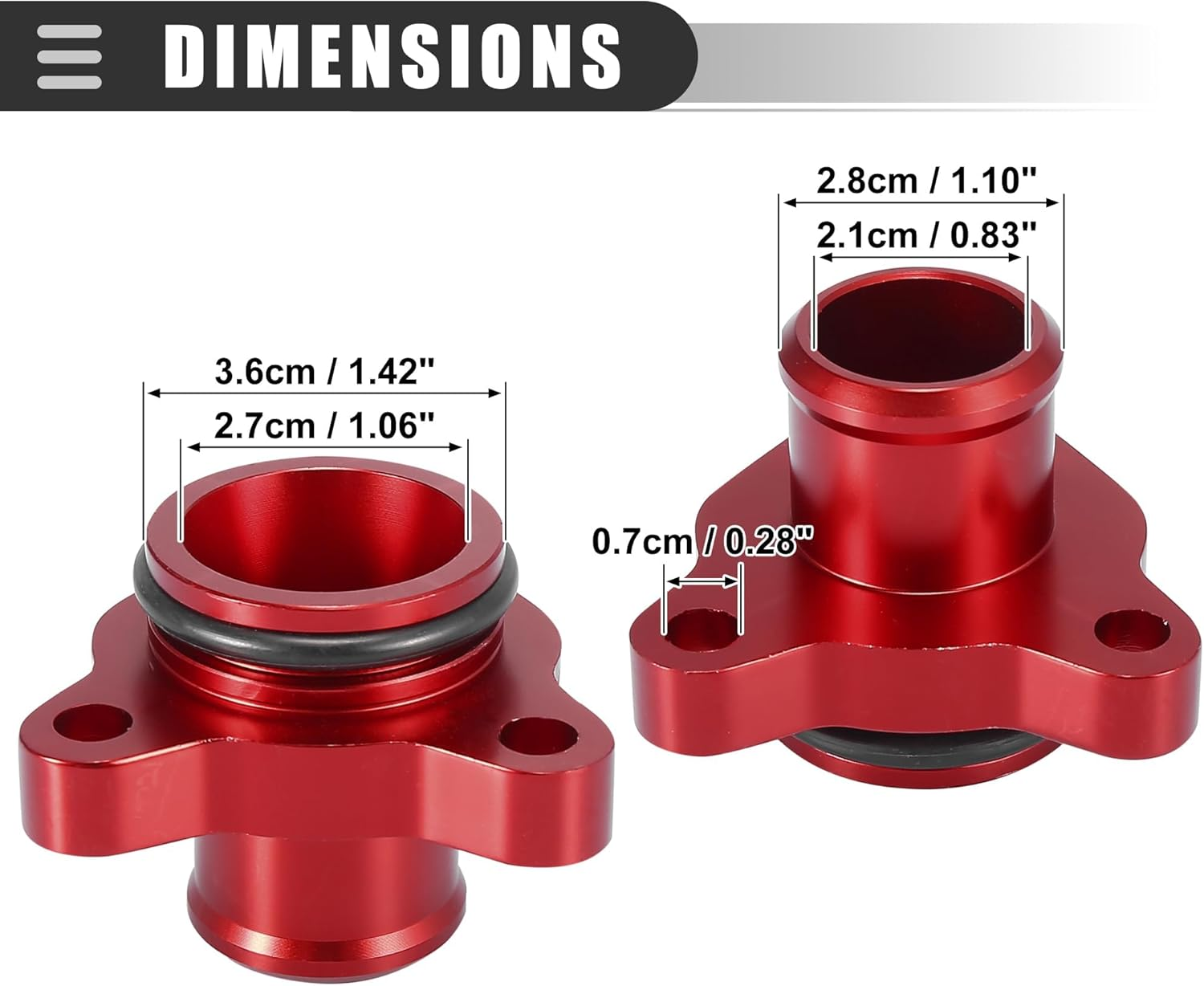 Aluminum Water Hose Fitting Kit with Clamp,Replacement for BMW 335I/335Xi/135/330I/530Xi,Oem 11537541992/11537544638, Engine Coolant Hose Fitting Kit (Red) image number 5