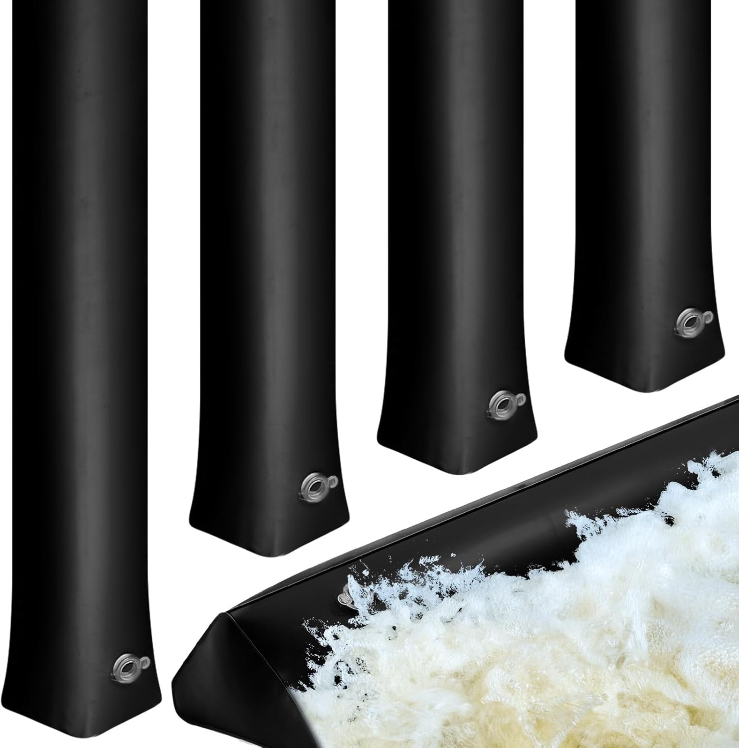 Amylove 4 Pcs PVC Inflatable Flood Barriers for Home Reusable Garage Water Barriers Flood Prevention Barriers for Flooding Rain Snow Melted Garage Door Basement Home(Orange, 6 Ft X 20 in X 12 In)