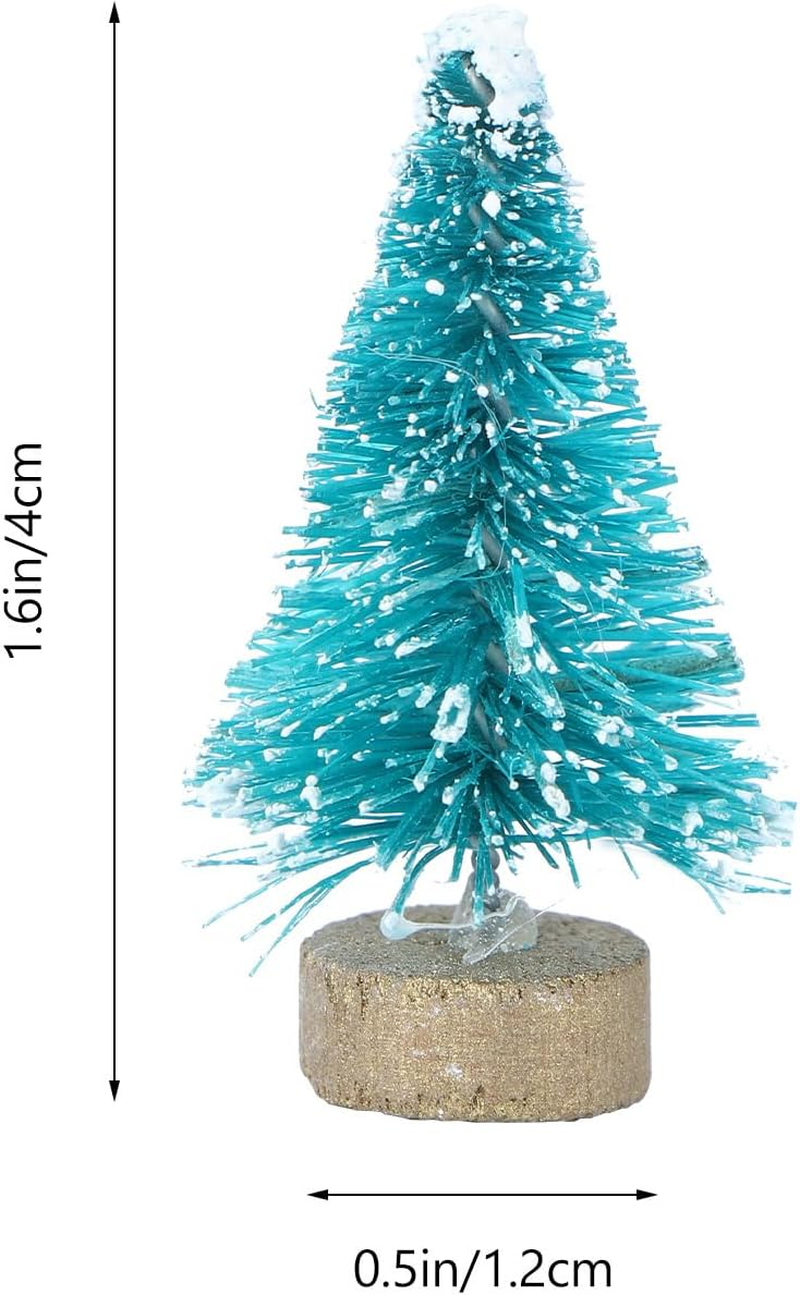 VALICLUD Christmas Tree, Mini Christmas Tree Decoration Tabletop, 24 Pieces, Snow Frosted Tree with Wooden Base for Christmas Party Office Restaurant Home Decor (Teagle)