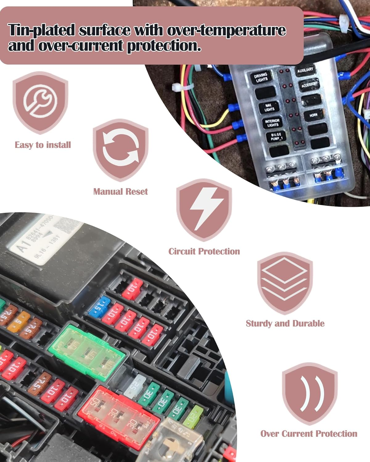 Resettable Standard Blade Fuse 3A ATC Automotive Fuse ATO Manual Reset Fuses Manual-Reset Blade Circuit Breaker for Boat Truck SUV Car Motorcycle 32VDC Fuses Assortment Kit image number 4