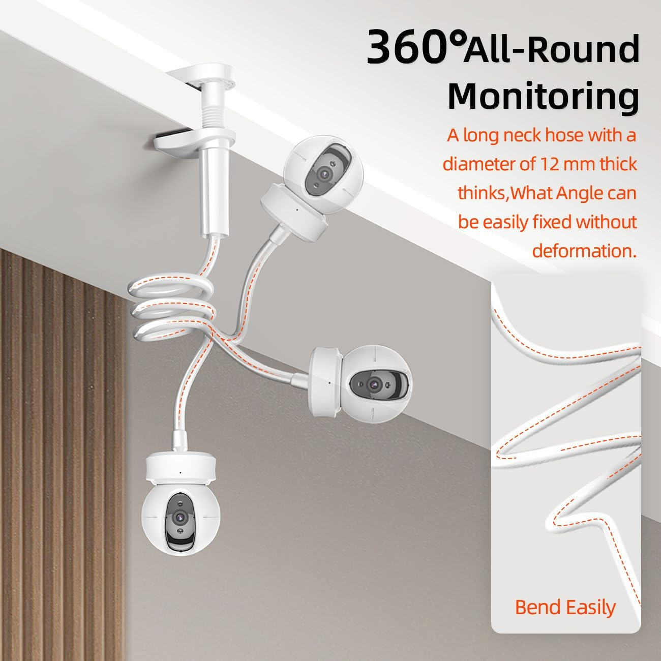 Baby Monitor Holder,1.1M Baby Monitor Camera Stand,Baby Camera Mount,No Drilling Required,Universal Adjustable Gooseneck Mount,Compatible with Arlo,Hello Baby & Most Monitor Cameras with 1/4 Screw image number 5