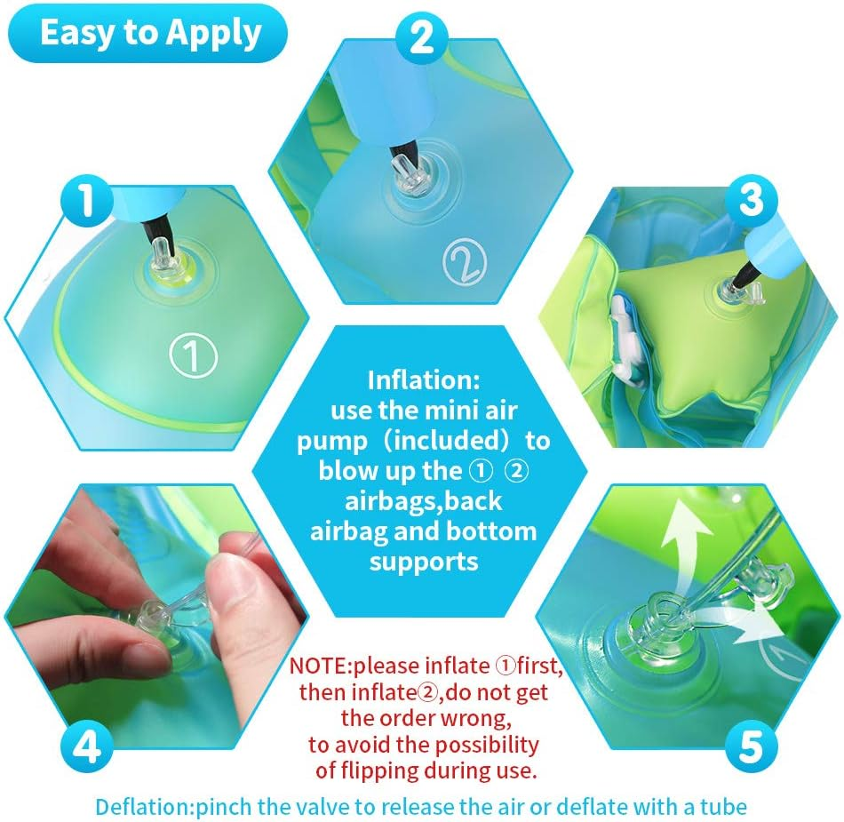 Baby Swimming Floating Inflatable Baby Pool Floating Ring Newest with Sun Shield, Add Tail No Flip for 3-36 Months image number 6