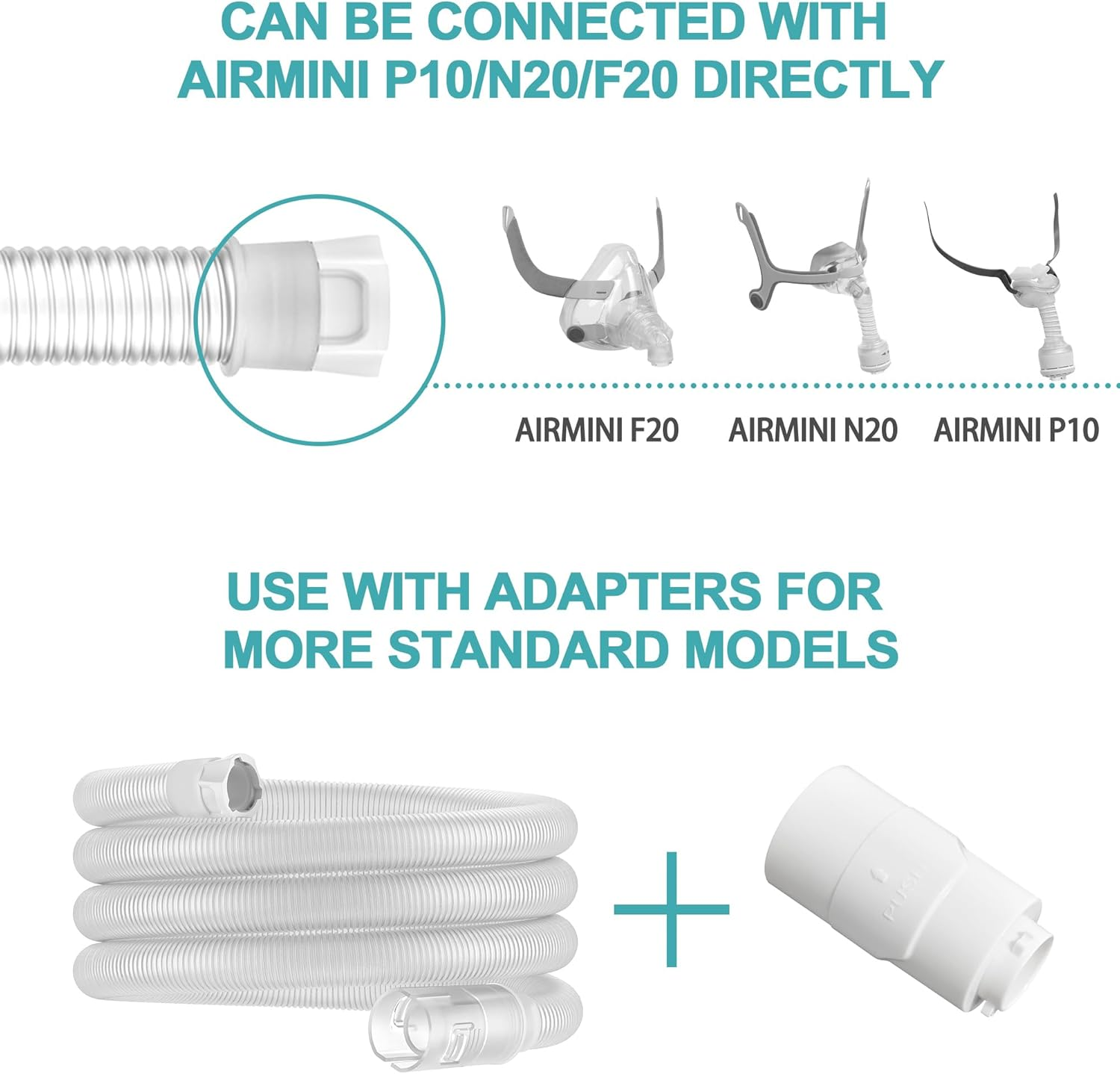 2 Packs Replacement CPAP Hose Compatible with Airmini, 2 Packs Replacement Long Tube, Avoid Leakage and Reduce Noise, Great Value Supplies by Airsmart. image number 1