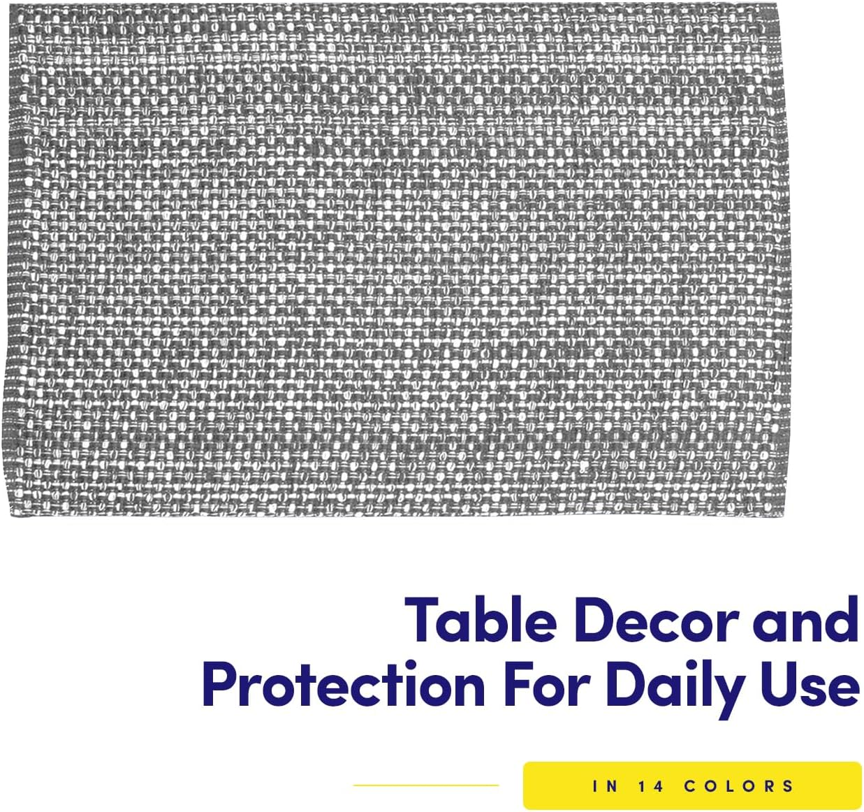 Sweet Home Collection 100% Cotton Placemats for Dining Room Rectangle Two Tone Woven Fabric 13" X 19" Soft Durable Table Mat Set, Set of 6, Gray image number 2