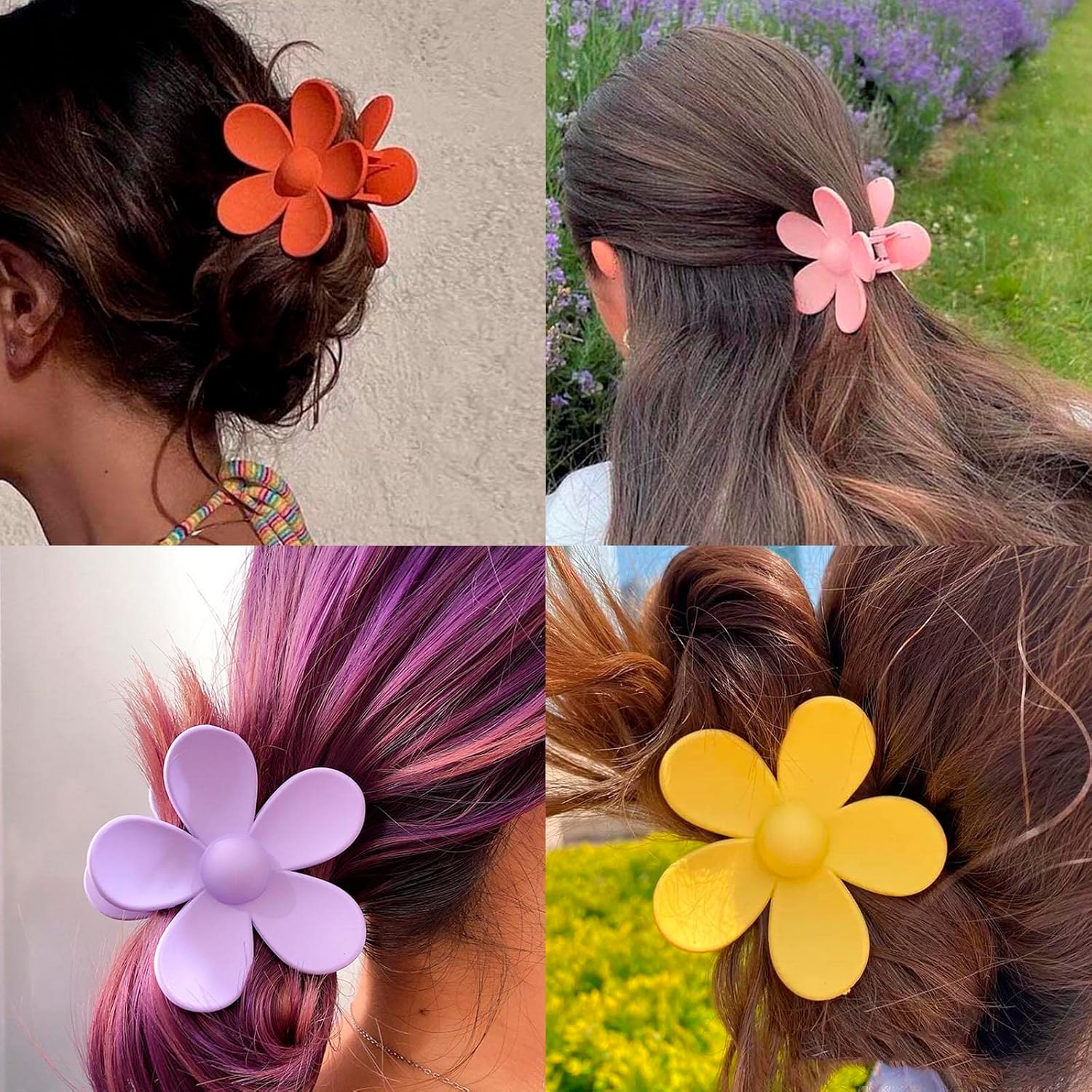AYNKH 8PCS Flower Hair Claws, Non-Slip Strong Hold Cute Clips for Medium Thick Hair, Daisy Hair Accessories Headwear Clamps for Women Girls image number 3