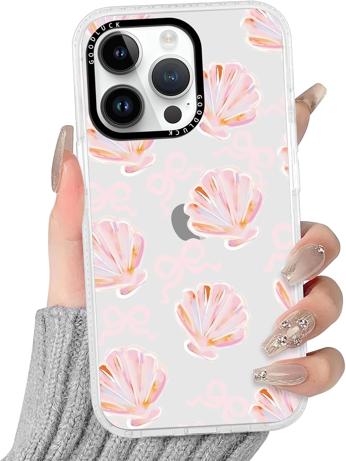Yoedge Transparent Mobile Phone Case for Iphone 14 Pro Max Case, Aesthetic Bow Pattern, Cute Shell Design, Girls Gift, Protective Case, Silicone Hard PC Case Cover for Iphone 14Pro Max 6.7 Inches