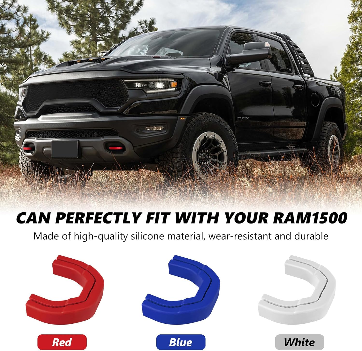 TECHPICCO Front Tow Hooks Covers Hitch Cover Customized Car Tow Hooks Compatible with RAM 1500 Accessories 2019-2025|Red (Not Fit for RAM 1500 Classic,Warlock,Ram 2500,RAM 3500) image number 1