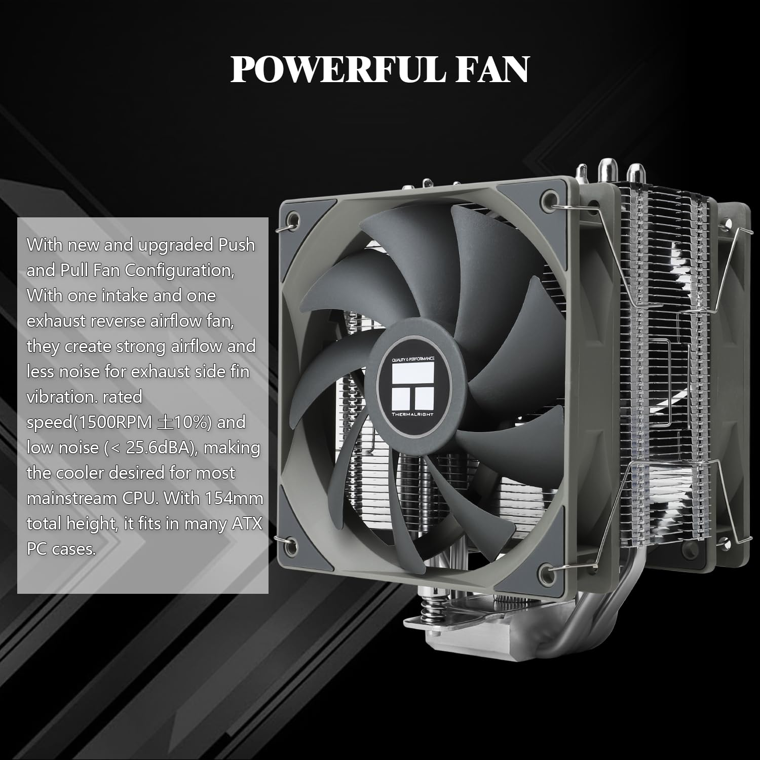 Thermalright Assassin Spirit 120 V2 plus CPU Air Cooler,1500Rpm Speed,Tl-C12C V2&times;2 PWM Quiet Fans CPU Cooler, 148Mm High, for Am4/Am5/Intel LGA1700/1150/1151/1200/1851, PC Cooling image number 6