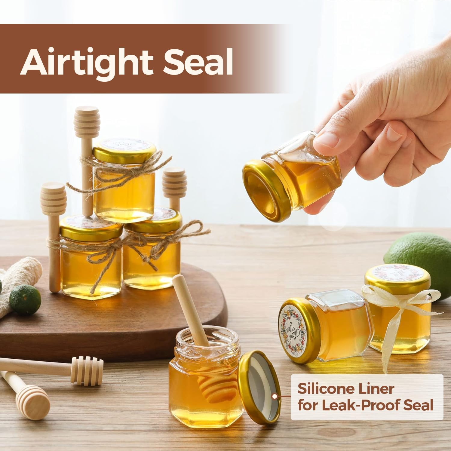 Comsaf Glass Jars 45Ml with Screw Caps 40 Pack - Airtight Glass Jars with Lids for Jam, Honey, Yogurt, Cucumbers and Beans - Clear Glass Storage Jars for Food and Overnight Oats image number 4