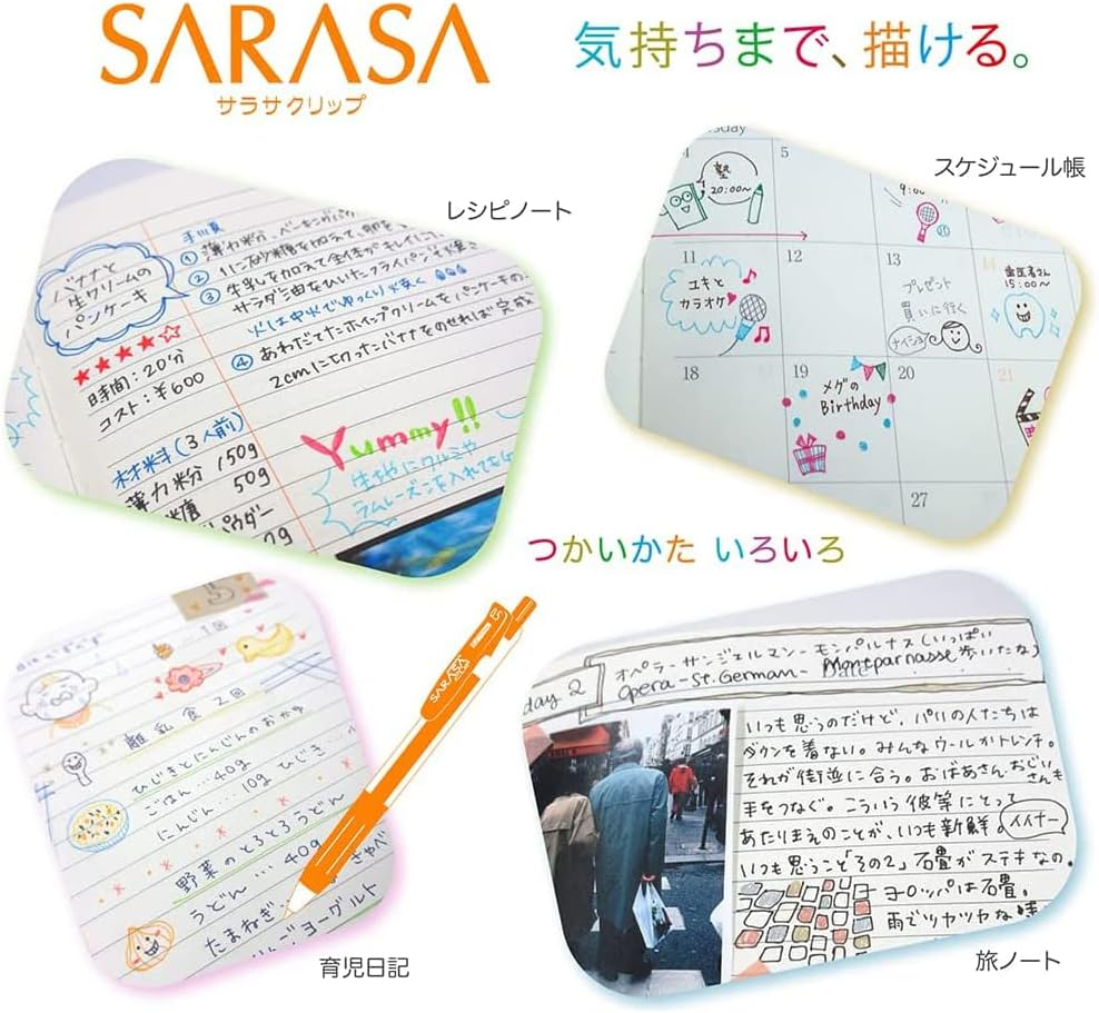 Zebra Gel Ballpoint Pen Sarasa Clip 0.7Mm 10 Colors Set N JJB15-10C-N - Set Of 10 Colors image number 3