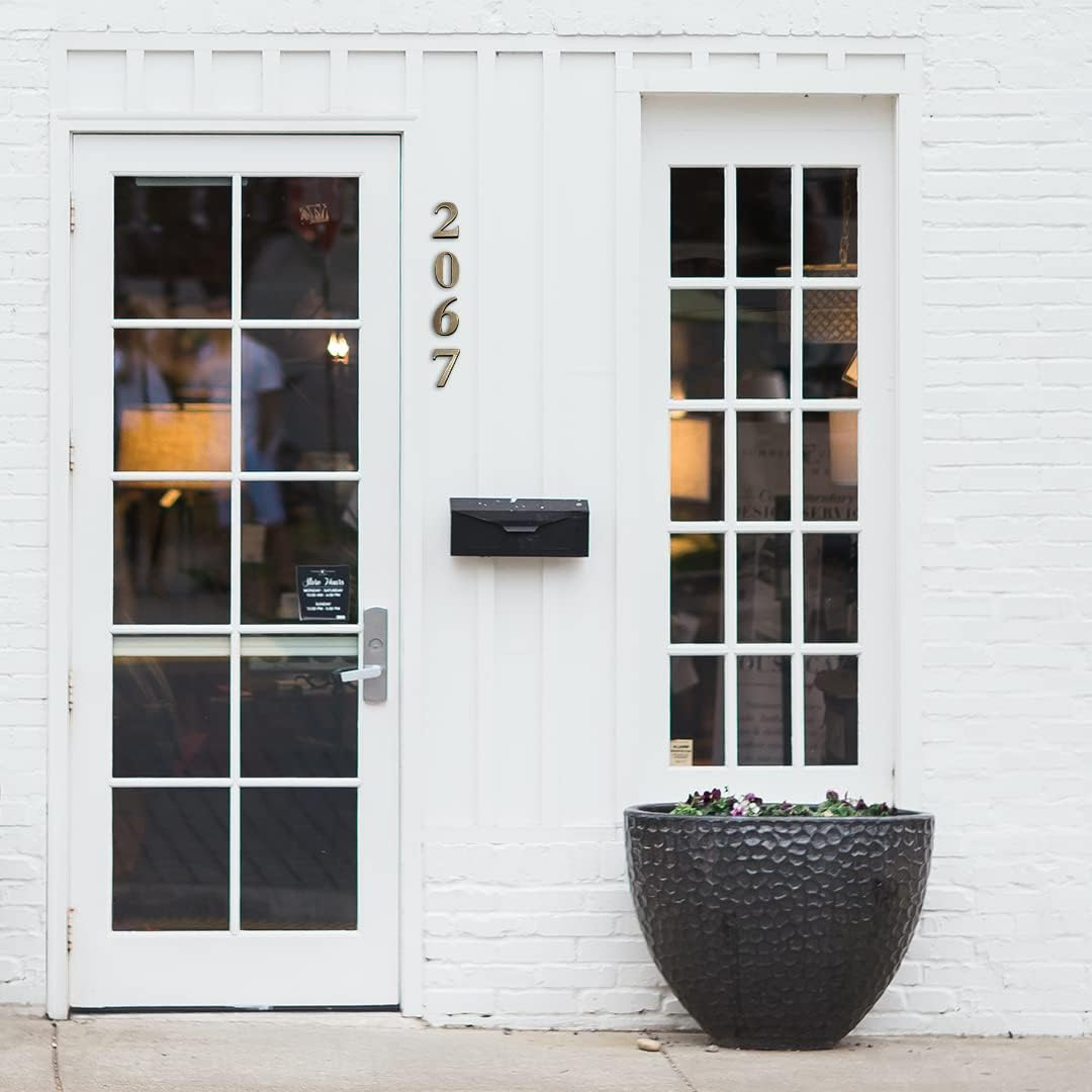 Zayookey Metal House Number Antique 4 Inches (10 Cm) Modern Self-Adhesive Door Numbers House Address Numbers Plaque Street Metal House Number (Door Number 2) - Door Number 0 image number 4