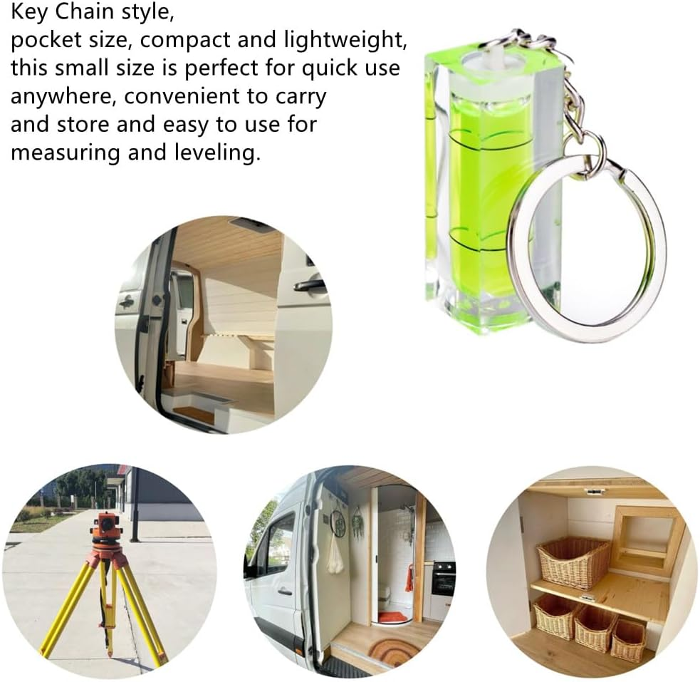 2Pcs/Set Mini Bubble Level Acrylic Green Spirit Levels Key Ring Style 15X15X40Mm Key Chain Pocket Tool Accessories Gadget Measuring Instruments Small Levels Layout Tools image number 5