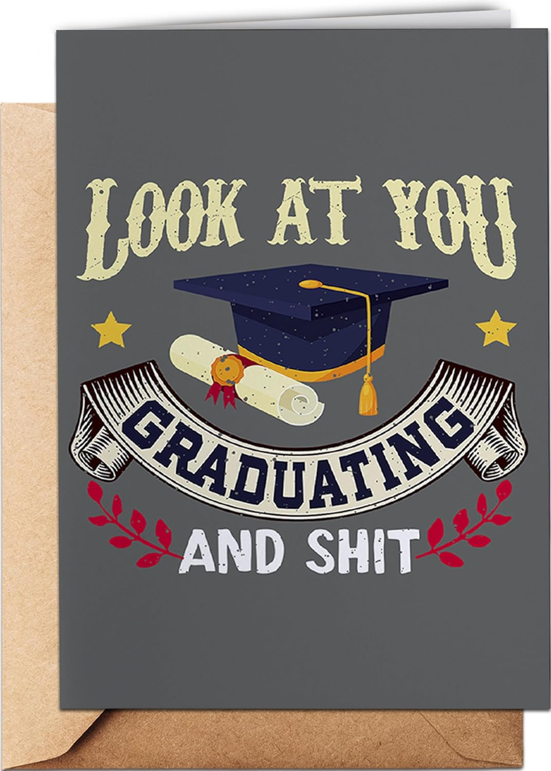 Funny Graduation Card 2025 for Him, Her - Congratulation Cards for Grandson, Granddaughter - High School, College Graduation Card for Men, Women - NUM 7 image number 3