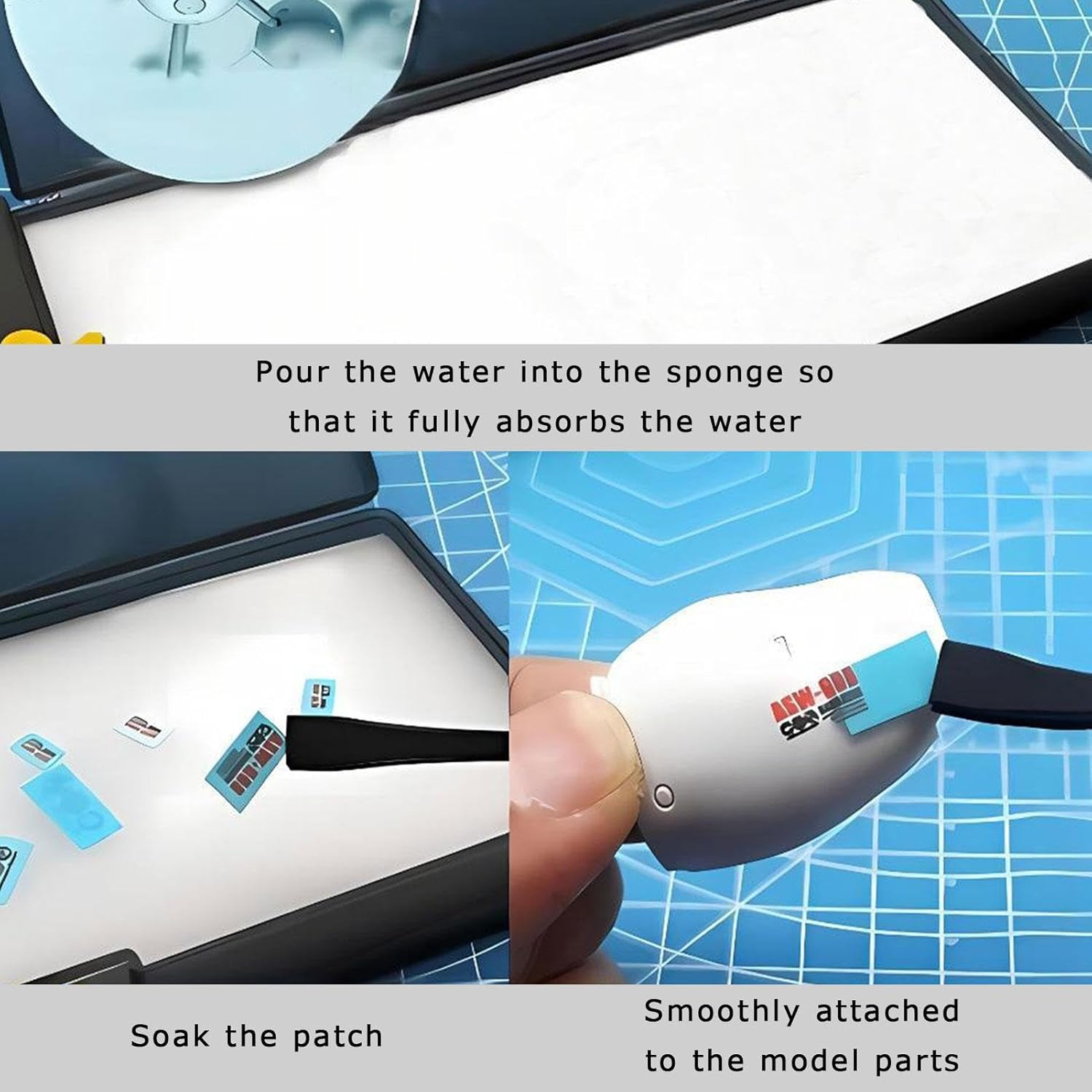 Water Decals Sticker Operated Box - Portable Operated Box Sticker Water Decals Moisturizing Box,Wet Palette Painting Tool with Sponge Tweezers for Model & Painting image number 2