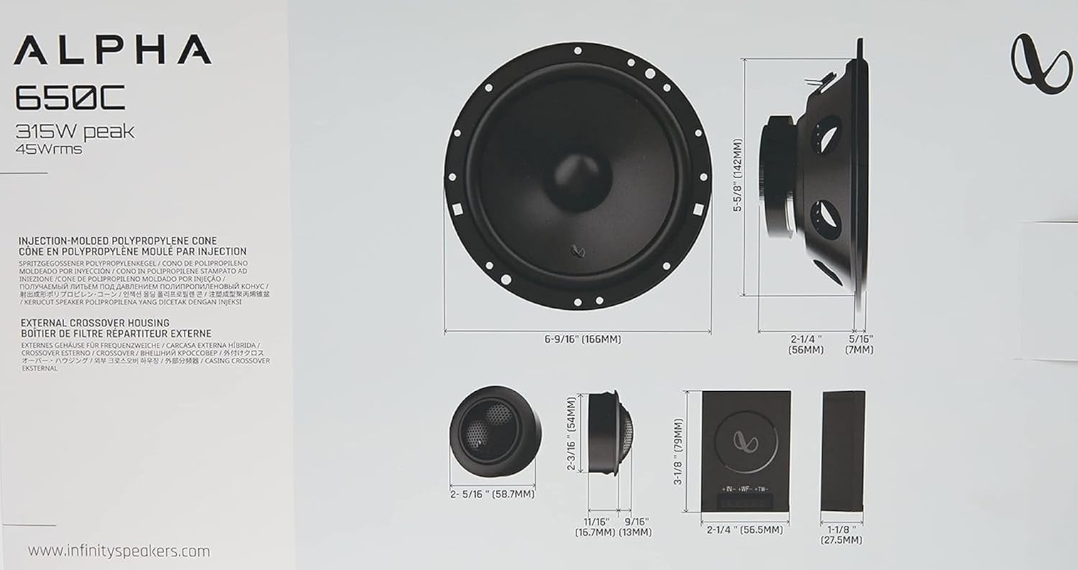 Infinity Alpha 650C 2-Way 45W RMS Component Car Speakers, 6.5-Inches image number 3