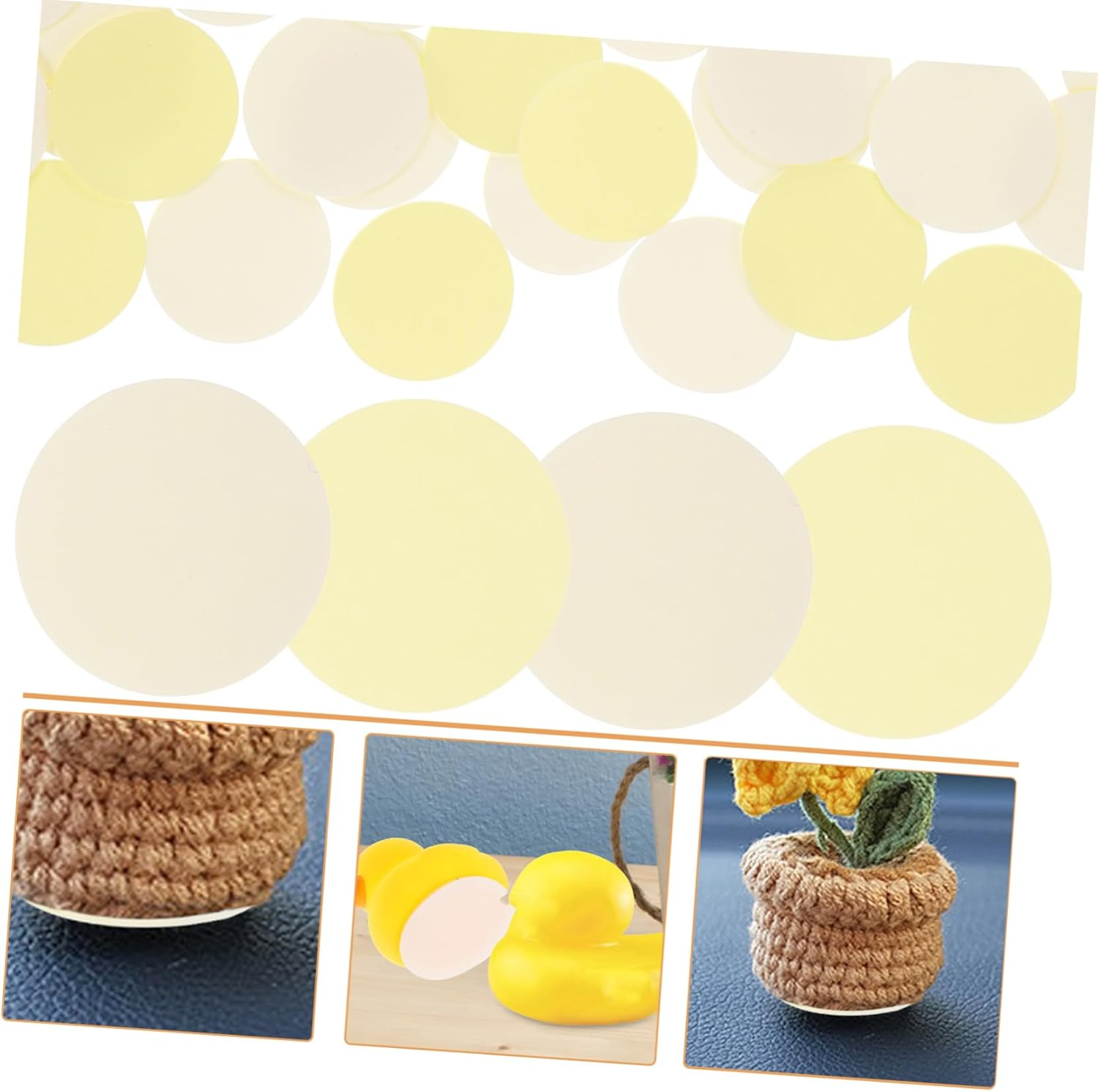 TEHAUX 24Pcs Little Yellow Base Film Double-Sided Adhesive Self Adhesive Double-Sided round Stickers for Car Home Office