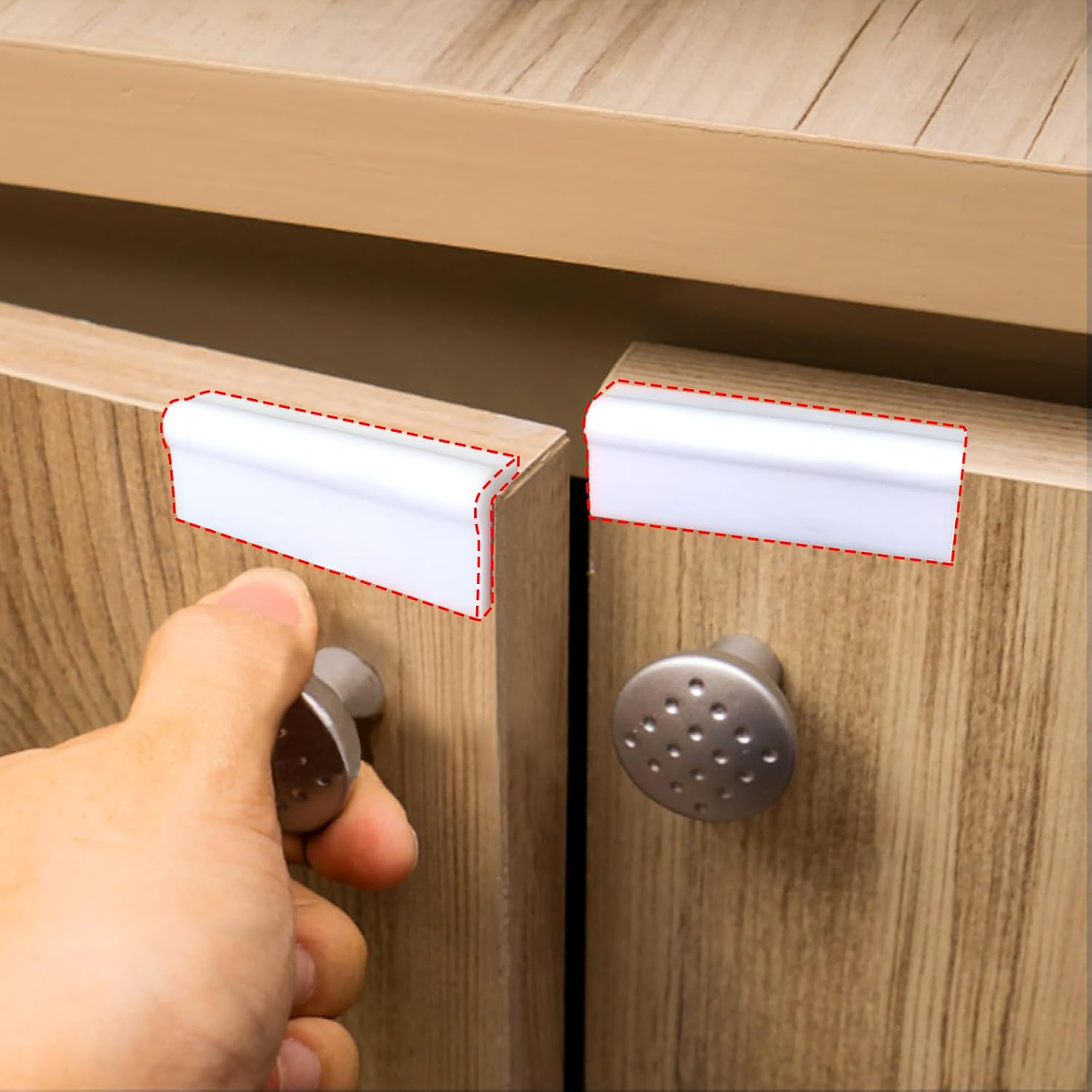 Edge Protector Block,Self-Adhesive Cabinet Door Corner,Thickened Rubber Edge Guard Safety Bumpers for Furniture,Night Stand,Wall（White 6PCS image number 3