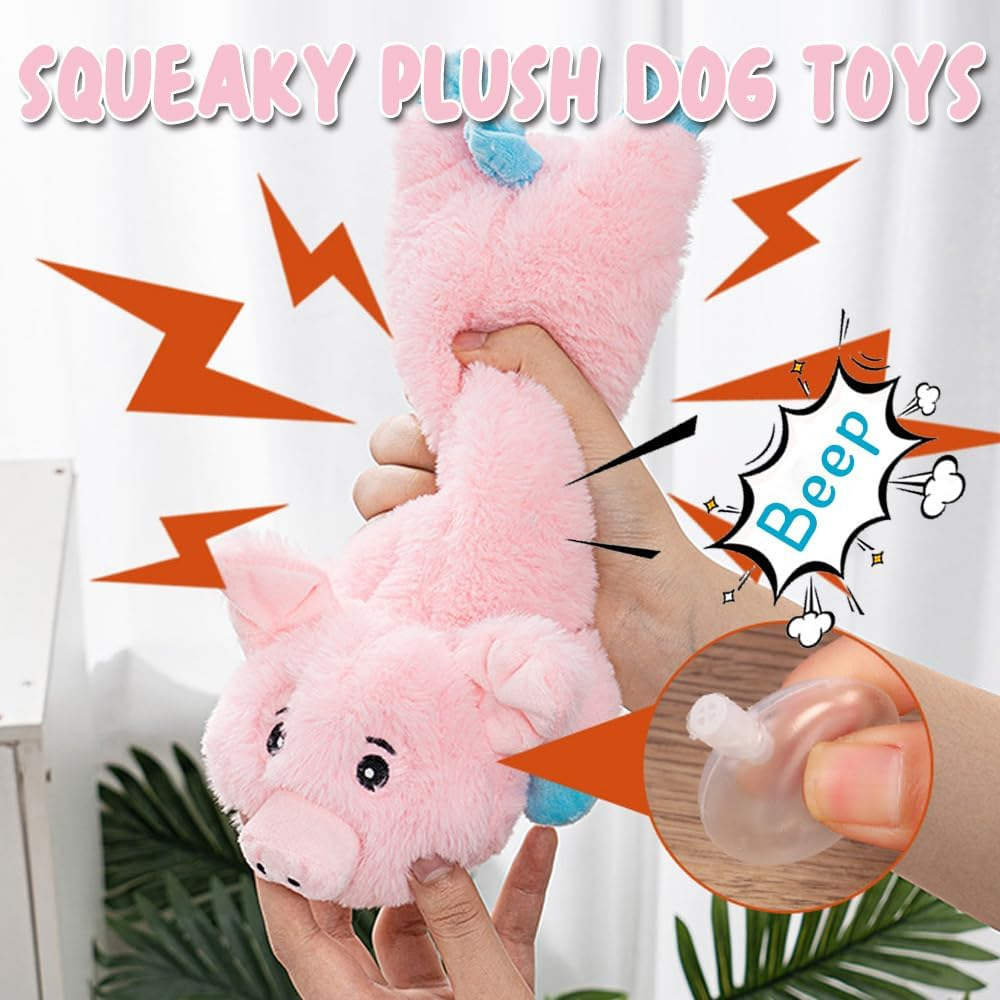 Speedy Panther Plush Dog Toy, Dog Toys for Large Dogs, Pink Pig Puppy Toys from 8 Weeks, Squeakey Dog Toys for Small Medium Large Dogs image number 6