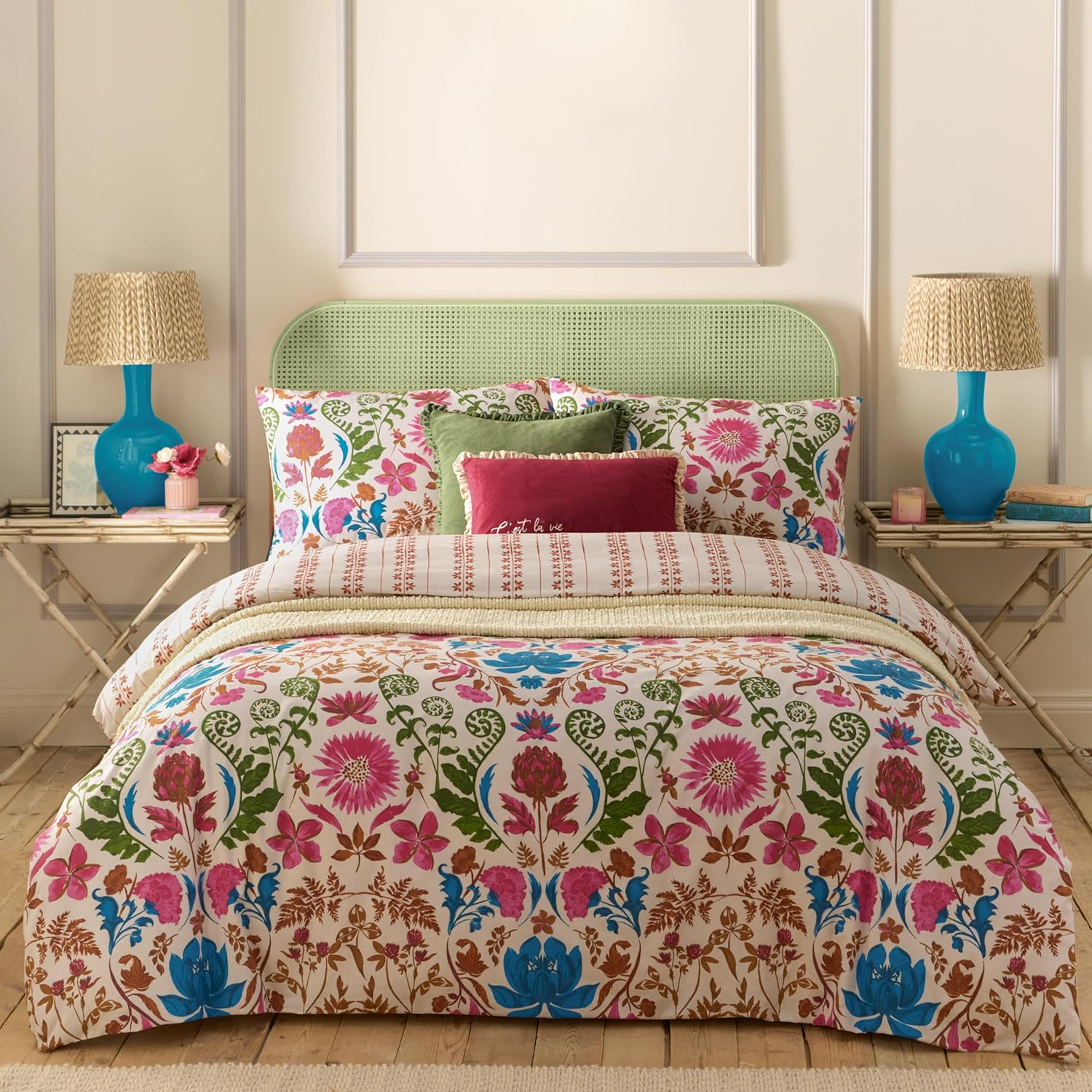 Furn. Curious Lotus Exotic Floral Duvet Cover Set - Linen - King image number 2