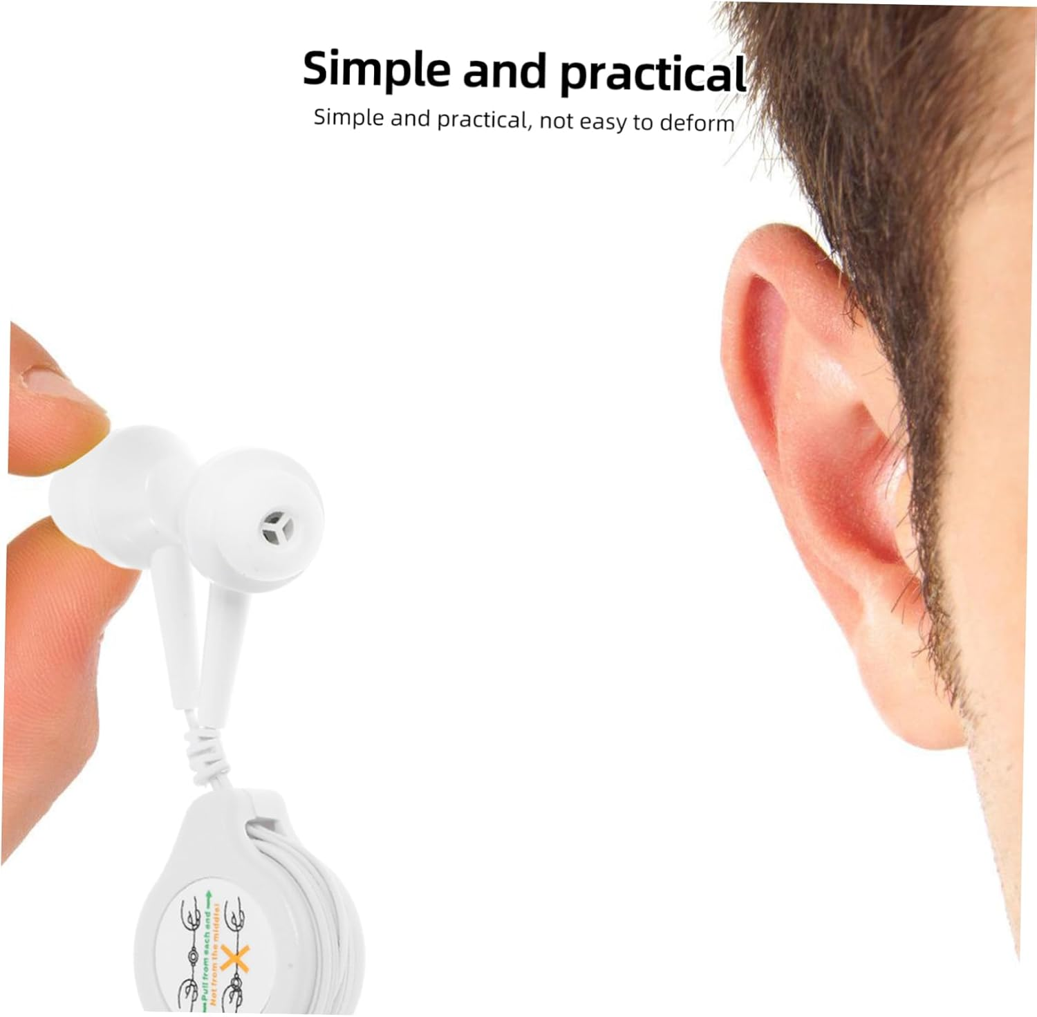 GARIOUANS Retractable in Ear Headphones Lightweight Portable for Gym Travel Relaxation Compatible with CD Players Devices Easy Storage Design Sleek White Finish image number 4