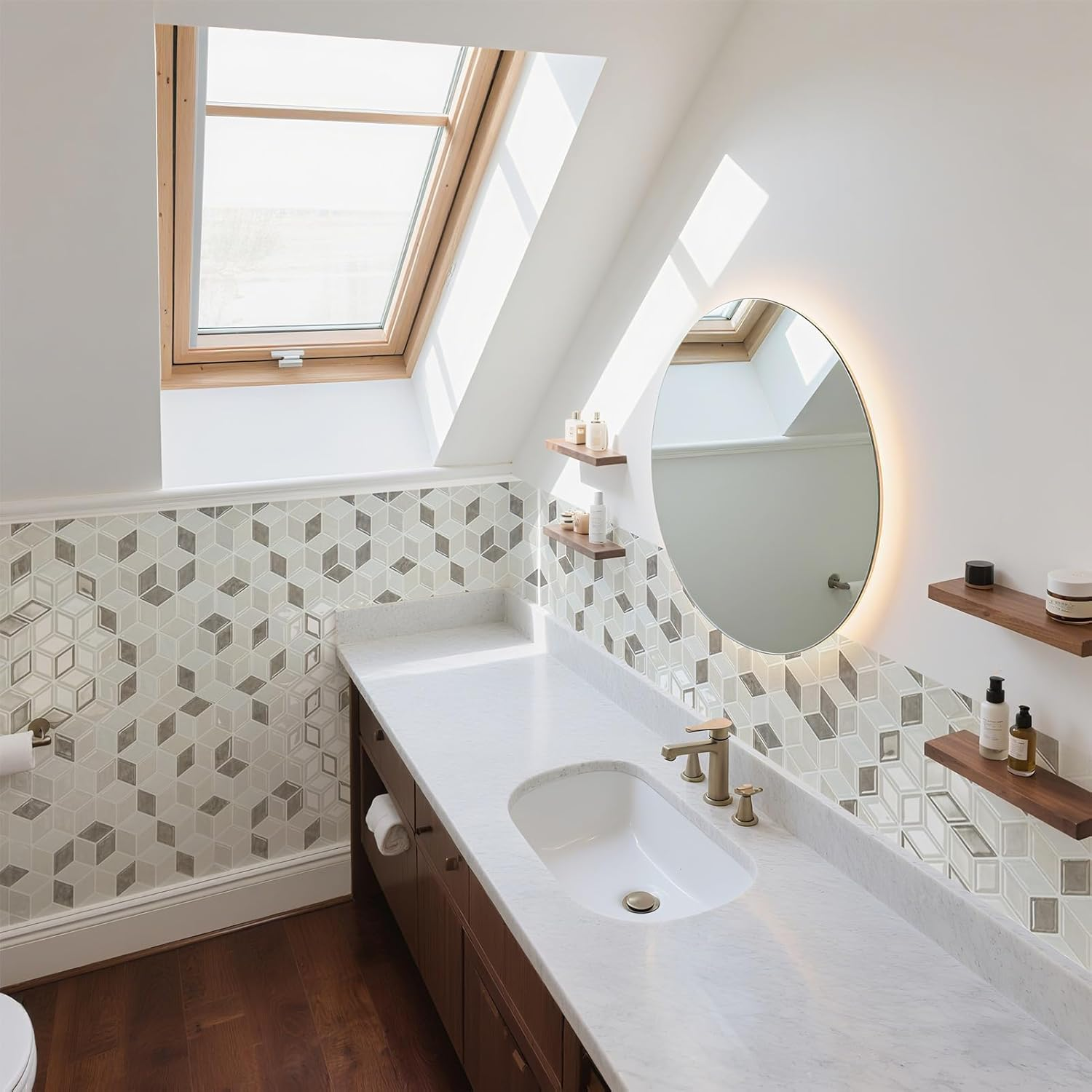 Art3D 10-Sheet Peel and Stick Backsplash Tiles, 30X30 CM Self-Adhesive 3D Wall Tiles for Kitchen, Bathroom, Countertop - Thickened Waterproof Design (Light Brown) - Graphite Gray image number 4