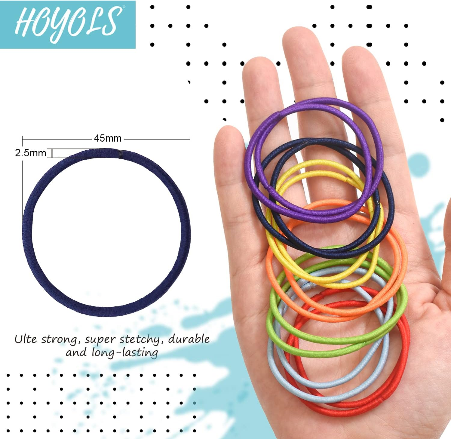 HOYOLS Hair Elastics Bands, No Metal Chakra Color Hair Ties Colored Ponytail Holder No Snag for Girls Women 2Mm - 7 Hues 84 Count image number 6