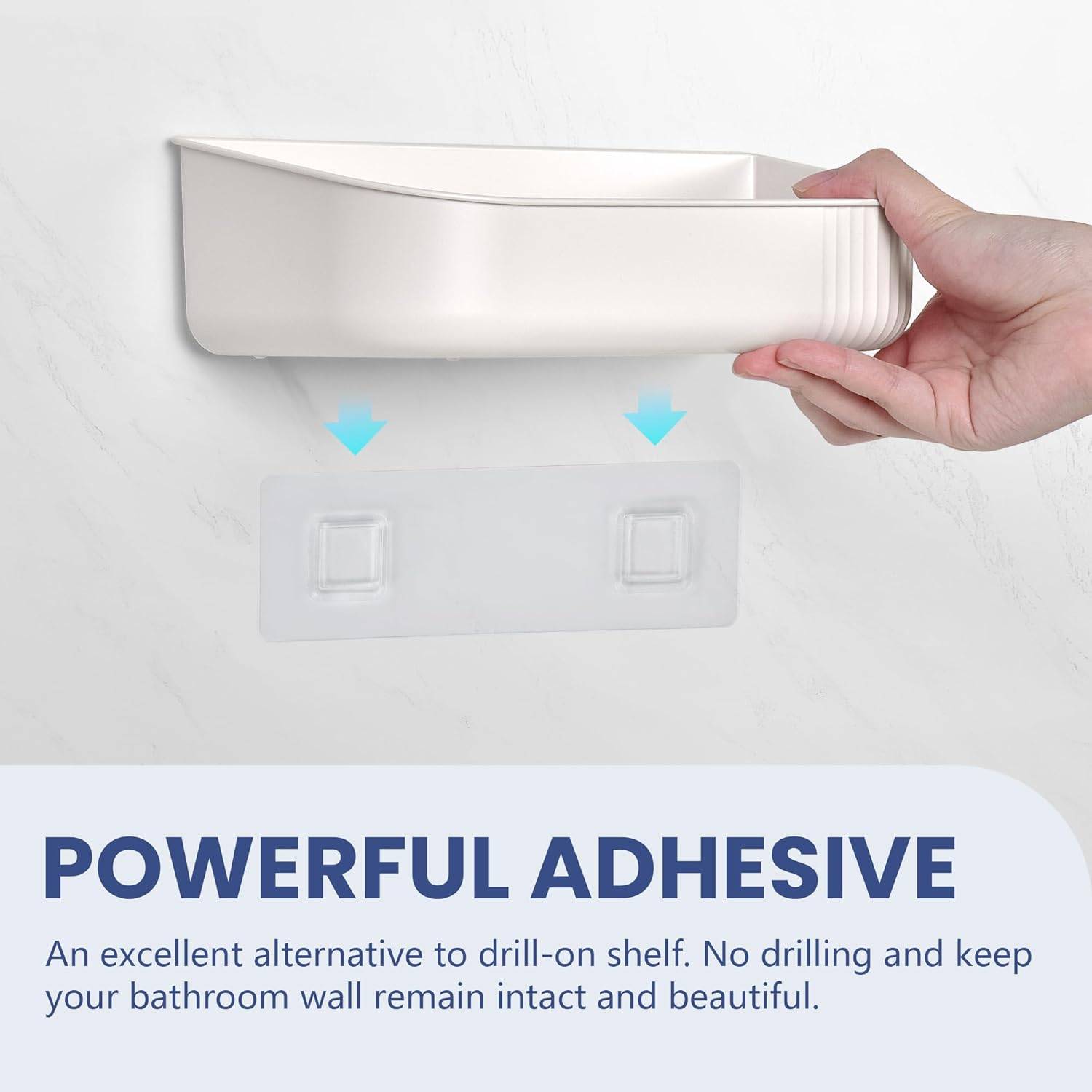 JOMOLA Shower Caddy Shelf Organizer Rack Self Adhesive Bathroom Shelves Basket Home Farmhouse Wall inside Organization and Storage Decor Rv Accessories White image number 4