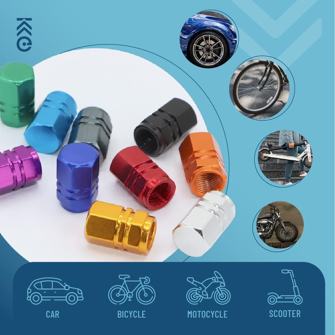 Skynotek Pack of 4 Schrader Valve Covers for Cars, Motorcycles, Bicycles and Electric Scooters | Aluminium Alloy Dust Caps for Tyres | Protection and Safety (Gris) image number 6