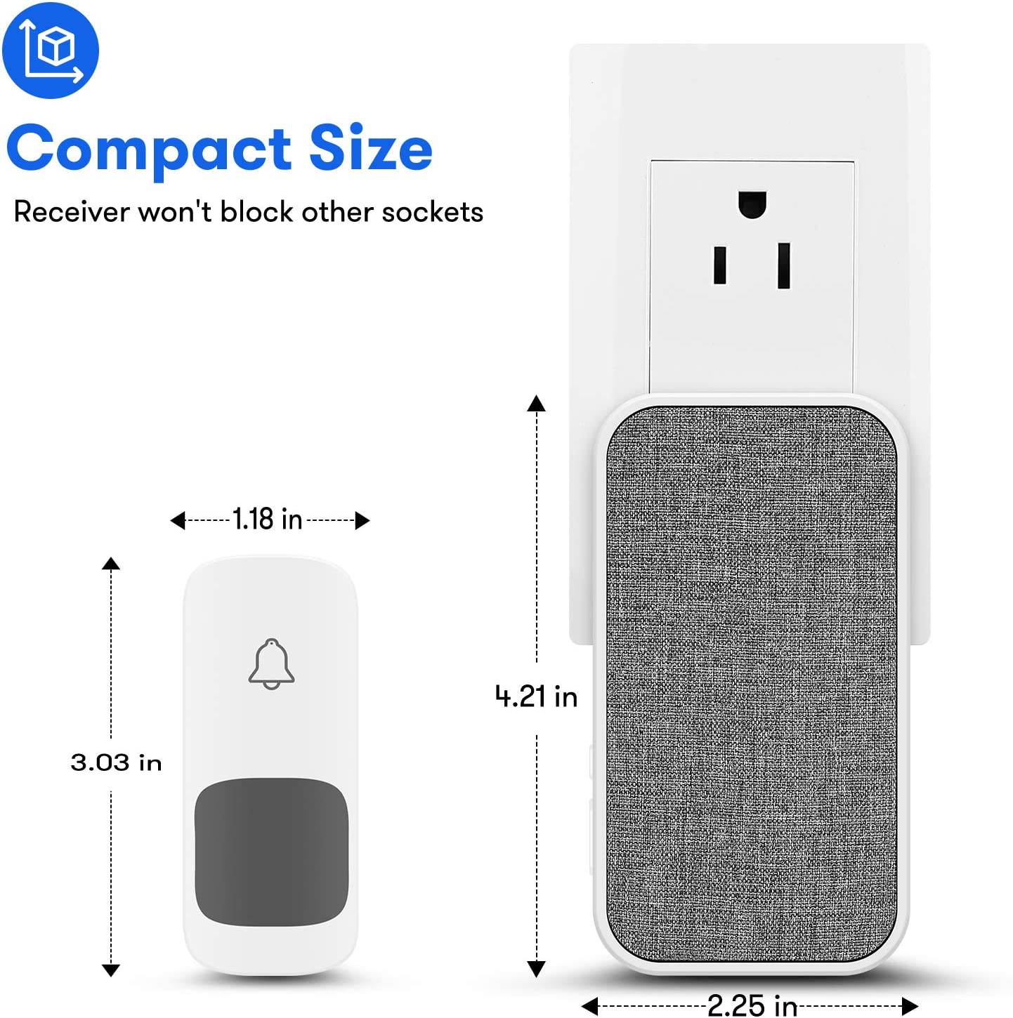 Wireless Doorbell, Remote Door Bell Ringer Wireless Long Range 400M with Fabric Finish, Coolqiya Portable Wireless Door Bells with 1Pc Waterproof Ringer Button and 1Pc Plug-In Doorbell Chime