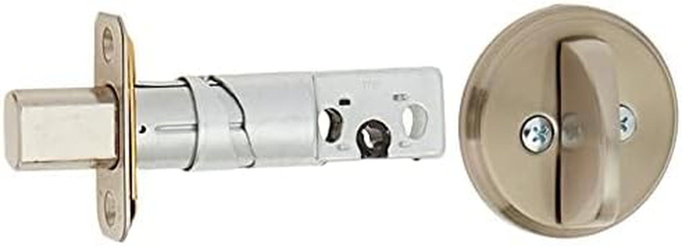 Schlage B81619 Satin Nickel Single Sided Residential Deadbolt with Thumbturn and outside Trim Plate from the B-Series image number 3
