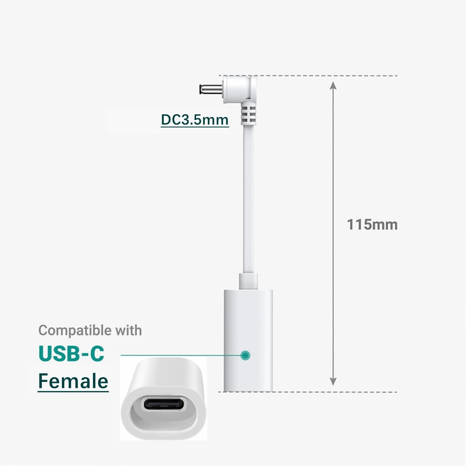 Xsdtech Ring USB-C to Barrel Plug Adapter for USB-C Solar Panels and Barrel Plug Cameras image number 2