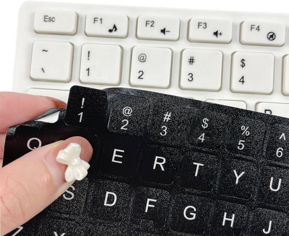 Universal English Keyboard Stickers, 2Pack Keyboard Stickers, Computer Keyboard Stickers, Black Background and Silver Big Lettering, Stickers for Computer Laptop Notebook Desktop