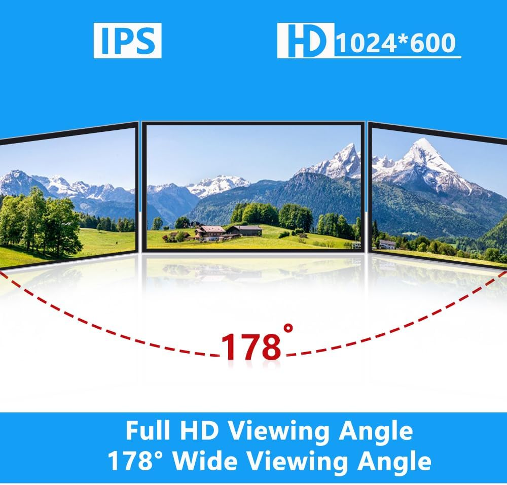 Geeekpi 7 Inch LCD Screen for Raspberry Pi, 1024X600 IPS LCD Display with Stand, HDMI Portable Monitor for Raspberry Pi 5/Pi 4B/3B+/3B/B+/Zero/400, Win11/10/8/7, Banana Pi M5/M2 Zero image number 1