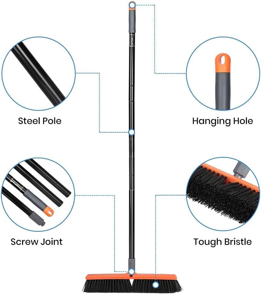 Treelen 18 Inch Outdoor Sliding Broom - Heavy Duty Broom for Driveways, Walkways, Patios and Decks, Cleans Dirt, Sediment, Sand, Mud, Leaves and Water