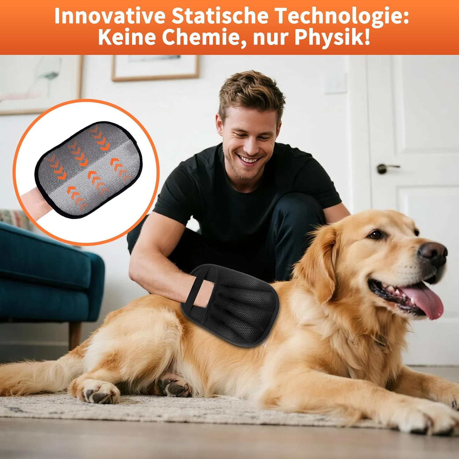 2-Pack Pet Hair Removal Gloves | Reusable, Washable Gloves against Dog & Cat Hair with Electrostatic Technology for Furniture, Car & Clothing image number 3