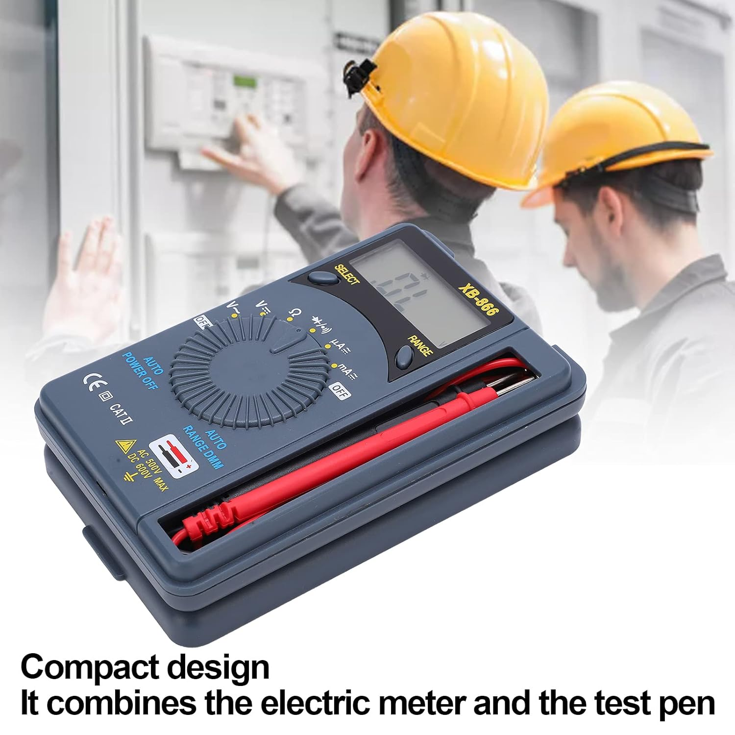 Digital Multimeter, XB866 Portable Large Range High Accuracy Pocket Multimeter Digital Display Multi Purpose Measures Voltage, Current, Continuity and Diode, Voltmeter image number 4