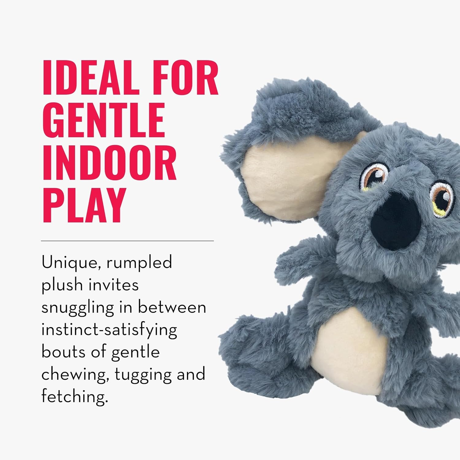 KONG - Scrumplez Koala - Indoor Cuddle Squeaky Plush Dog Toy - for Medium Dogs image number 1