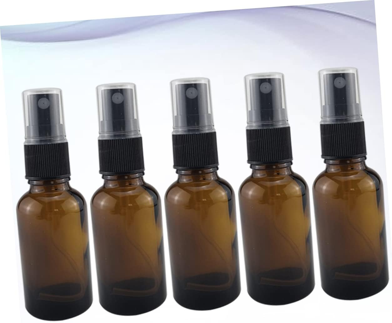 PHENOFICE 5Pcs 30Ml Brown Glass Lotion Emulsion Bottles with Black Press Pump Refillable Subpackaging Containers for Travel and Bathroom Use image number 1