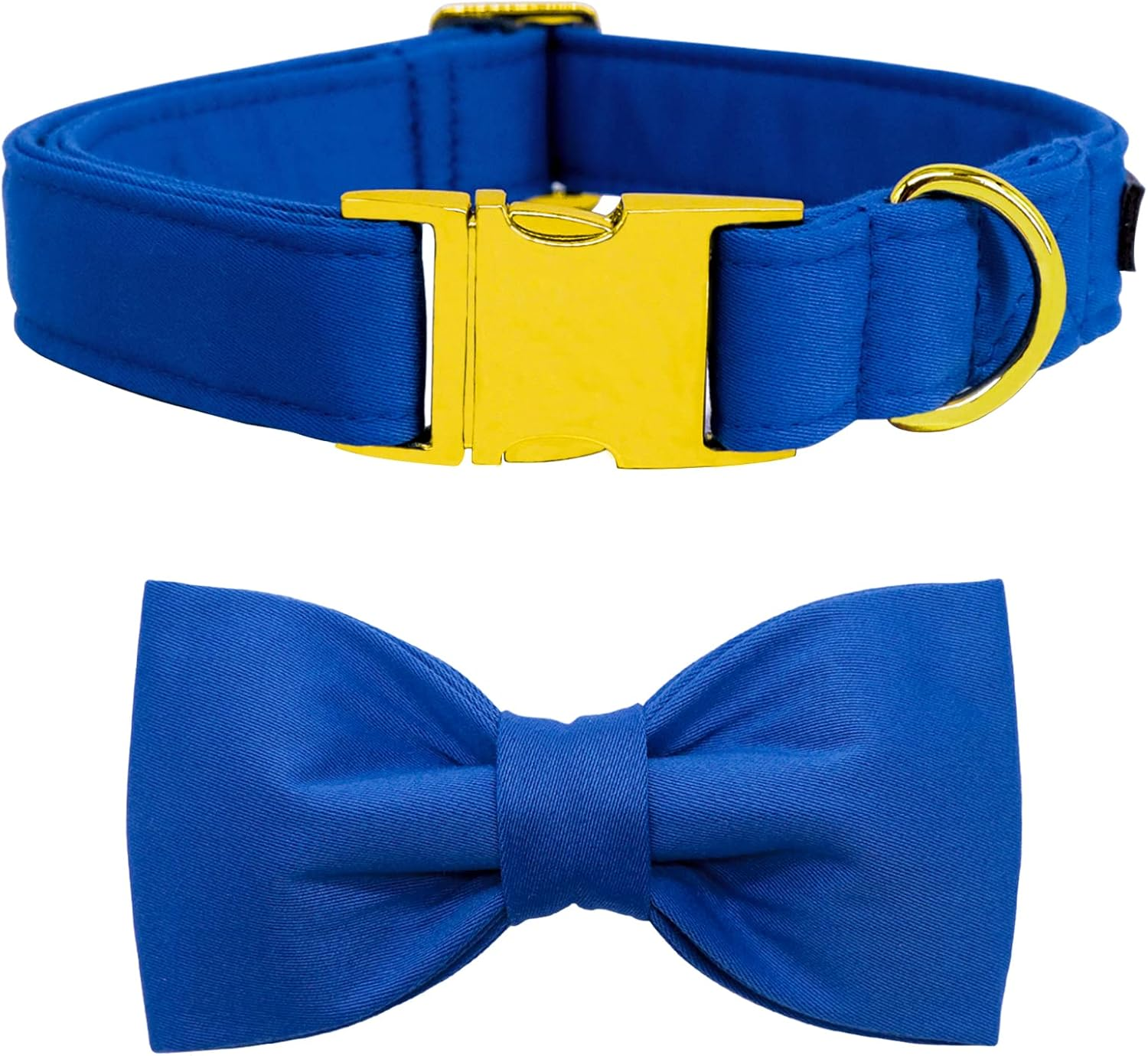 Maca Bates Blue Dog Collar with Bow Bowtie for Dogs Solid Colors Bow Tie Thick Adjustable Breakaway Puppy Collars Birthday Gift for Small Medium Large Boy GILR Male Female Puppies Pets image number 1