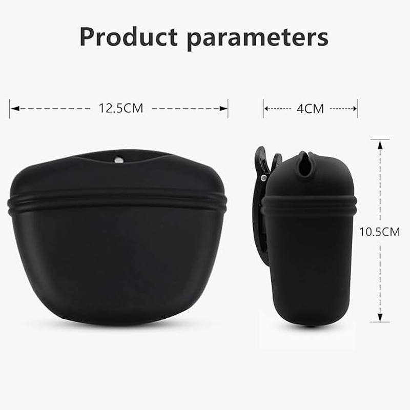 2PCS Dog Treat Pouch,Silicone Pet Feeding Bag Pouch Portable Dog Treat Bags with Puppy Reward Training Pouch with Magnetic Closing and Waist Clip for Belt for Dog Walks (Black+Sky Blue) - Light Blue+Royal Blue image number 7