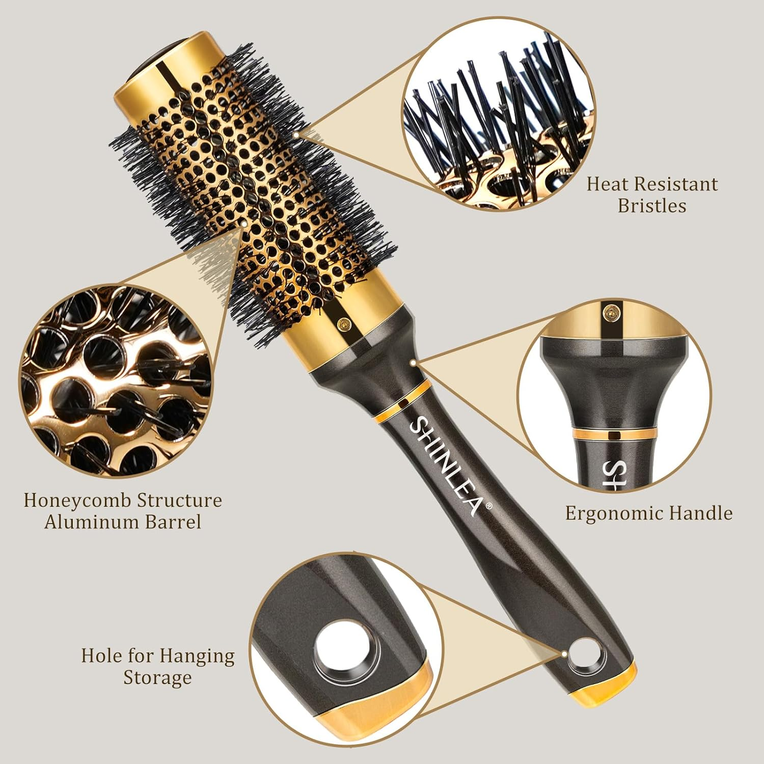 Small round Hair Brush for Short Hair, Aluminum Roller Brush for Blow Drying, Salon Hairbrushes for Women Curly and Straight Hair - 1.3 Inch Barrel, 1.9 Inch with Bristles image number 1