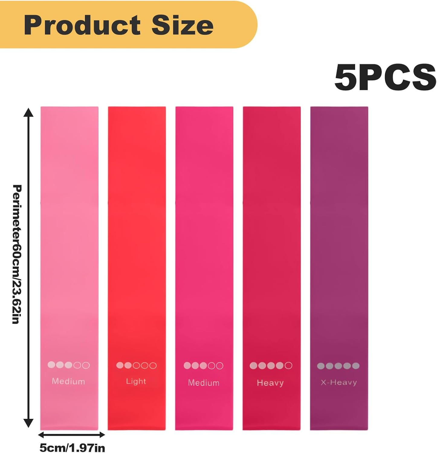 5-Pack Resistance Bands Set for Workout Pilates Yoga, Exercise Loop Bands with 5 Levels (10-50 Pounds) for Home Gym Fitness Training, Physical Therapy & Stretching image number 2