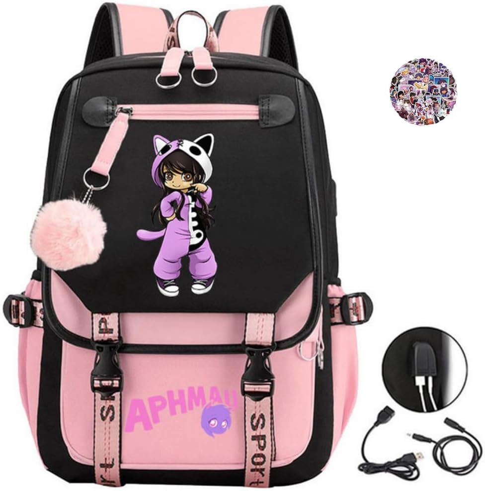 AII Lover Anime Backpack with USB Port,17In Cartoon Laptop Backpack Shoulder School Book Bag Students Backpack.