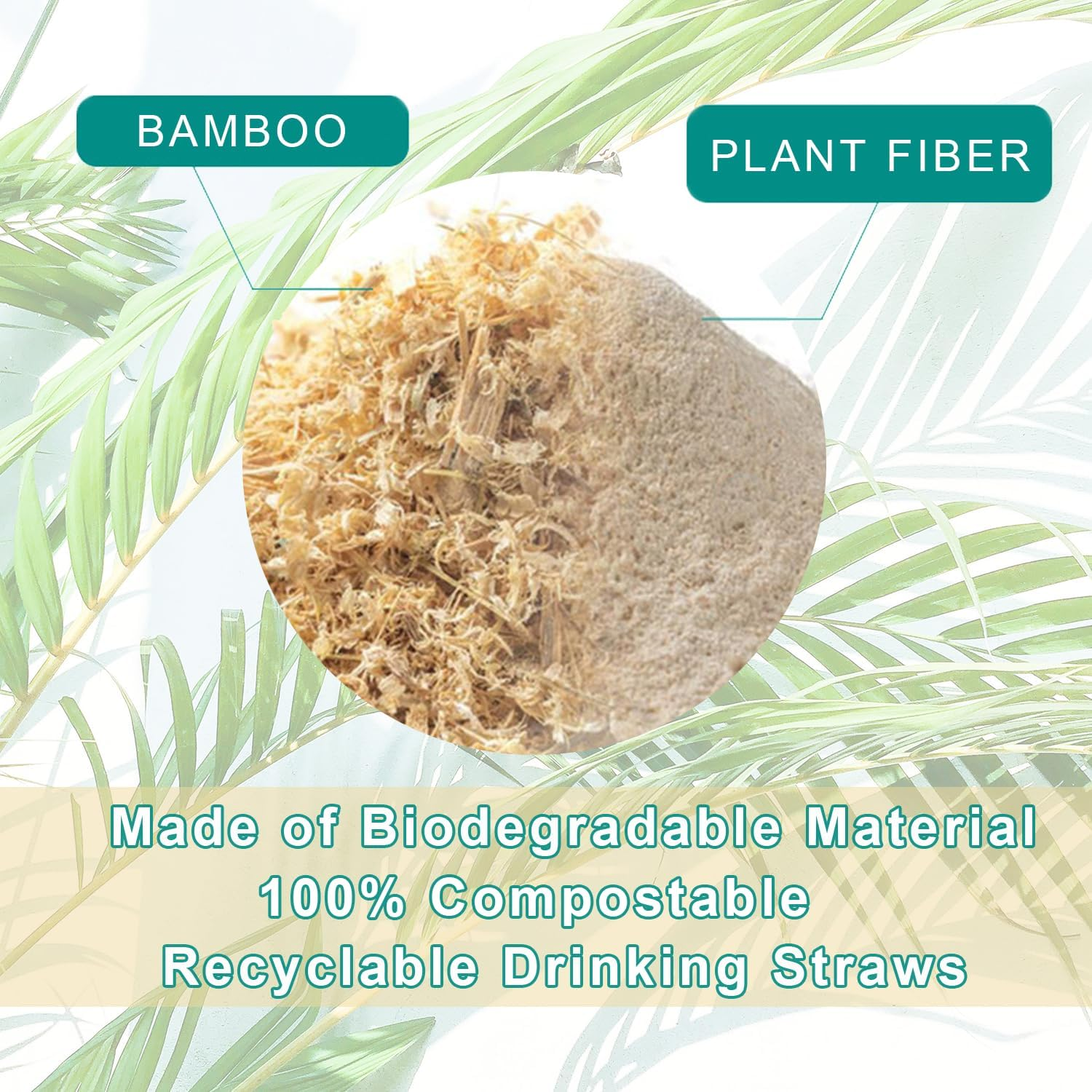 Disposable Bamboo Fiber Drinking Straws, 240 Counts of 7.8 Inches Biodegradable Bamboo Straw for Hot & Cold Drinks,100% Recyclable & Eco Friendly image number 2