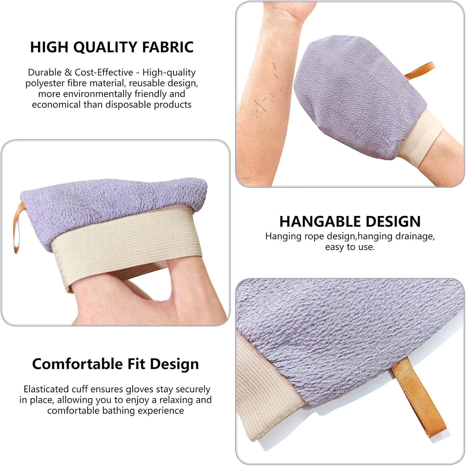 Clearnest Korean Exfoliating Glove Mitt 4 Pack - Dual-Sided Texture Body Scrubber for Deep Exfoliation & Dead Skin Removal - Premium Quality Bath Gloves for Women and Men - 4 Colors (14X21Cm) image number 6