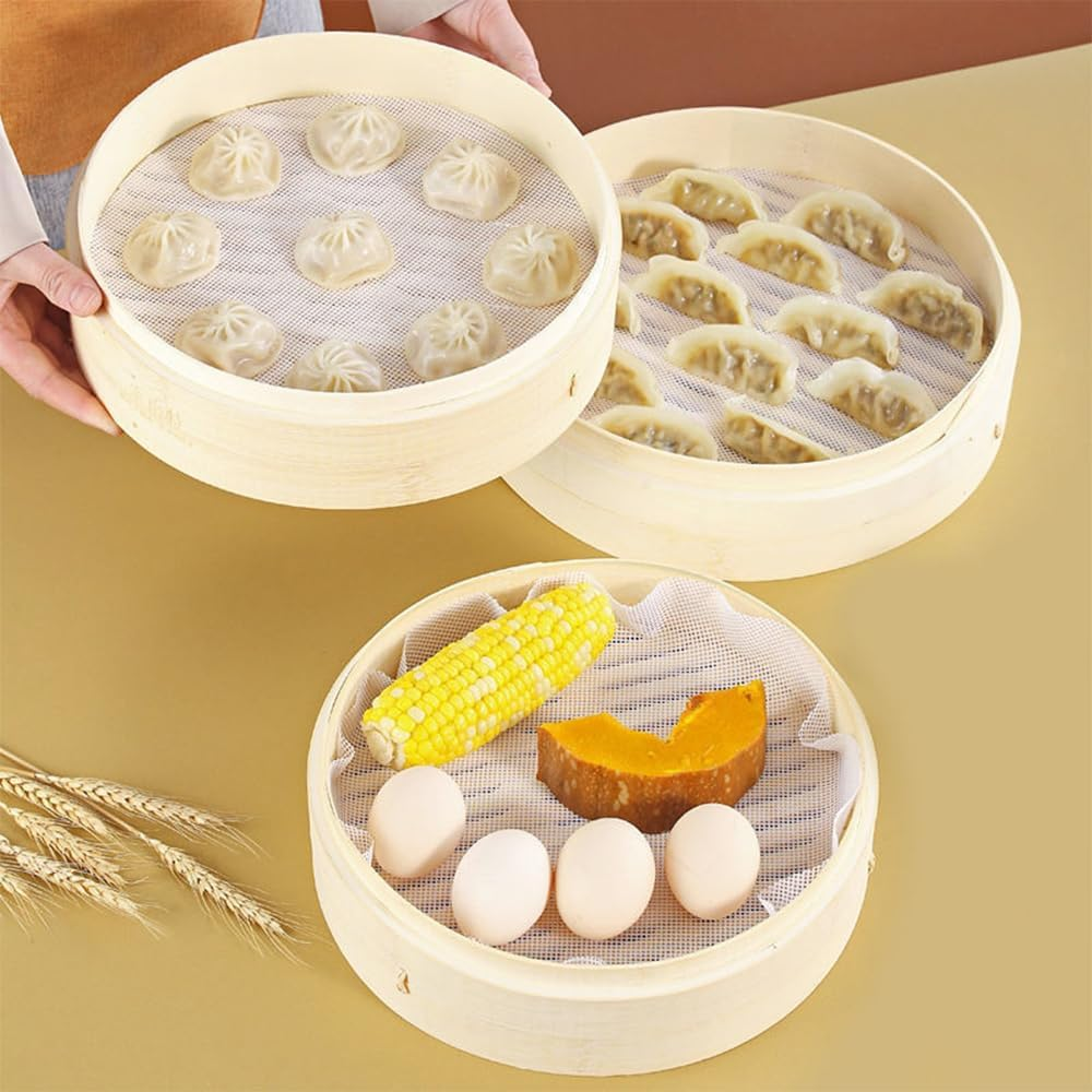 Pack of 8 Silicone Steamer Mat, 32 Cm, round Silicone Steam Mat, Non-Stick round Steamer Pad, Reusable Dumplings Mat, Silicone Steamer Net for Rolls, Dumplings, Pastries, Fruit Drying image number 6