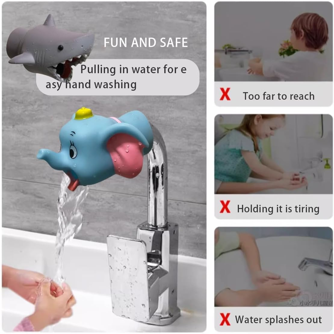 Faucet Extender Bath Spout Cover, Bathroom Bathtub Fun & Safety (Shark)