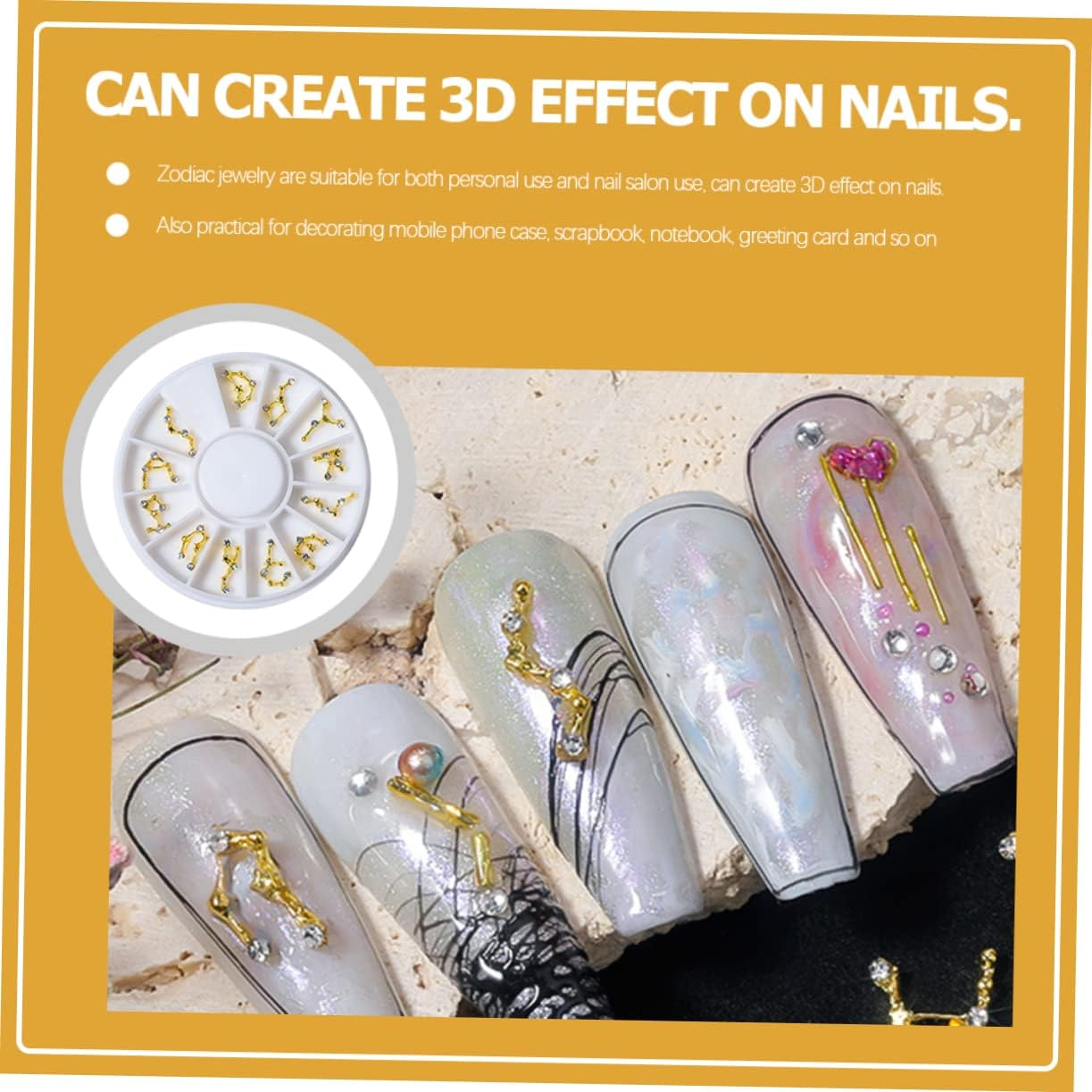 Beatifufu Zodiac Sign Nail Gems Diamond-Encrusted Alloy Nail Stickers Phone Case Decorations image number 6