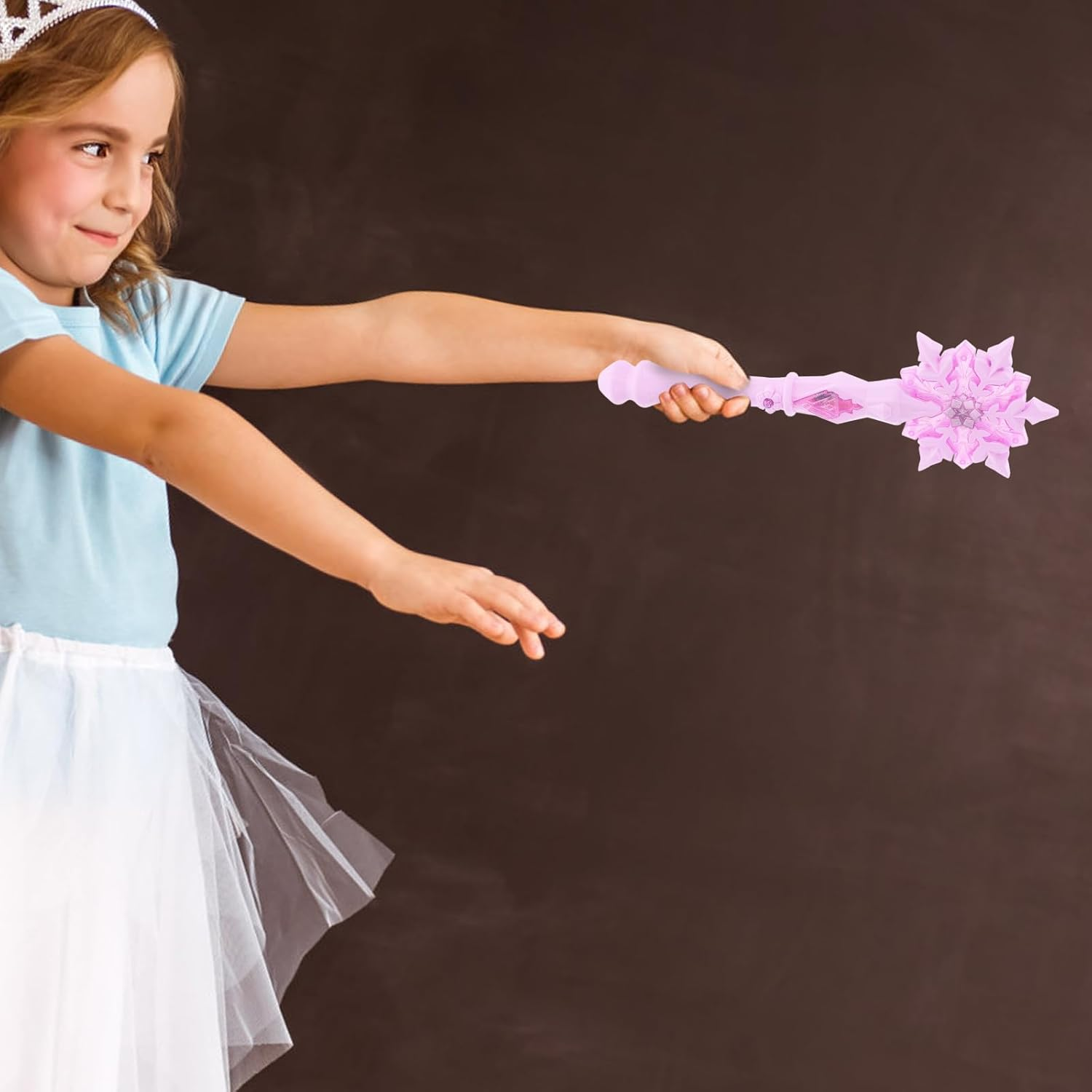 Snowflake Wand for Kids - Glowing Fairy LED Wand with 3 Light Modes, Christmas Role Play & Holiday Party Favors (Shatterproof Design, Replaceable Batteries)
